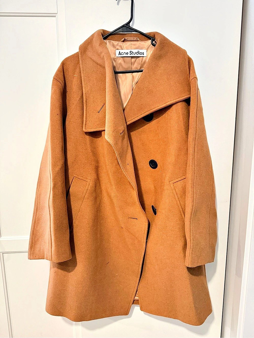 Acne Studios Oschelle Wool-Blend Funnel-Neck Coat in Brown